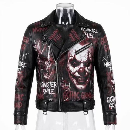 Men evil clown leather - men's,