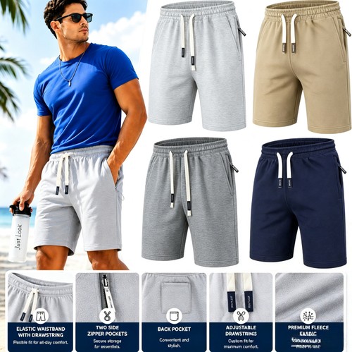 Mens fleece shorts with zip - mens,