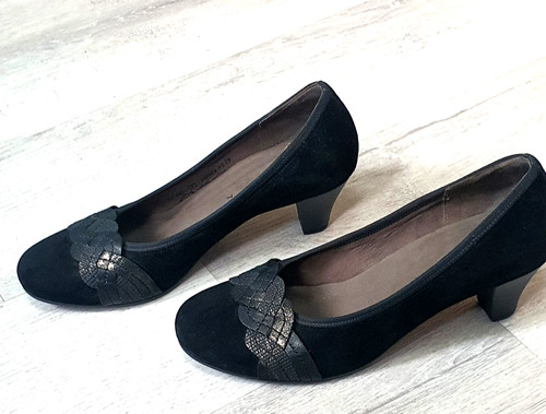 Gabor black suede court - gabor,