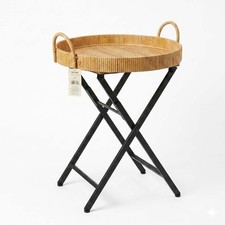 Round Rattan Tray Table Set