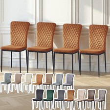 4/6pcs Dining Chairs Padded Seat High back Metal Legs Home Furniture Kitchen
