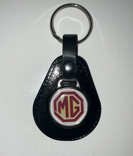 Black leather keyring - leather,