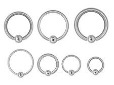 Captive Ring CBR - Steel - Ear Nipple Prince Albert etc Choose: 0.8mm up to 10mm