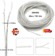 20M Clear 2 Core Cable 28AWG