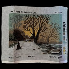 Craft Collection Winter Scene Tapestry Kit Paterna Wool Checked 9” X 12” VGC