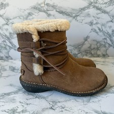 UGG Women 5 Rianne Ankle Boot Shearling Lined Brown Leather Winter Snow Shoe