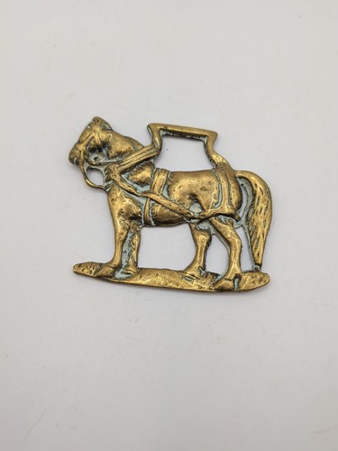 Brass horse medallion antique - horse,