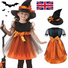 Baby Girls Halloween Witches Hat Costume Set Fancy Dress Witch Cosplay Outfit *