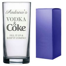 Personalised Engraved Hi ball mixer spirit VODKA AND COKE glass