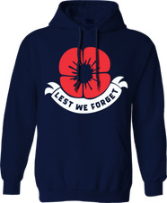 Lest We Forget Hoodie Remembrance Day Soldier Military Poppy Flower UK Gifts