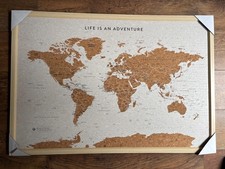 Large World Travel Map Pin Board Planner Maps Cork White (Print Issues)