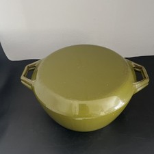 Vintage 1960's COPCO Denmark Green Enamel D3 Dutch Oven w/ Lid Michael Lax rare 