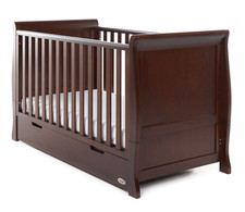 Sleigh Bed Cot for Babies and Toddlers - Mahoganny Brown inc Mattress. VGC