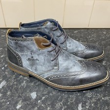 Rieker Brogue Navy Blue Leather Ankle Boots Lace Up  Men’s UK 9.5 Euro 44 VGC