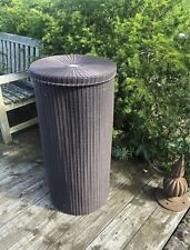 Large Lined Round  Rattan Style Laundry Basket Hamper Storage Bin with Lid