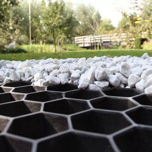 Gravel driveway plastic - gravel, grids
