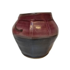 Vintage After Richard Batterham Style Cut Sided Hand Built Vase Glazed Signed