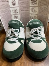 Happy Feet Slippers House Shoes Plush SPARTANS GREEN/WHITE!