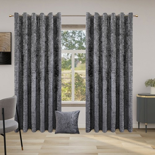 Crushed velvet curtains pair - crushed,