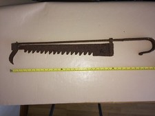 Antique Wrought Iron Sawtooth Trammel Pot Hanger - Inglenook Chimney Fireplace