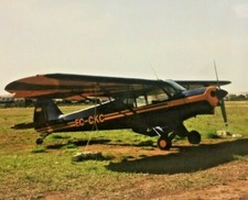 Vintage Photo PA-18 Piper EC-CKC Monoplane Blue Plane Spotting Travel