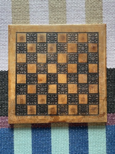 Embossed leather chess board - embossed,