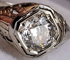 18Ct White Gold Old Cut Diamond 0.80Ct Large Solitaire Antique Ring Size K/L