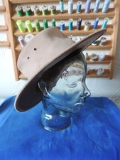 Suede leather cowboy hat beige Oxford blue Medium wild west