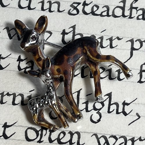 Vintage deer fawn enamelled - deer,