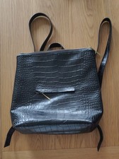 Jigsaw Stevie Zip Top Leather Backpack in Black Crocodile Effect