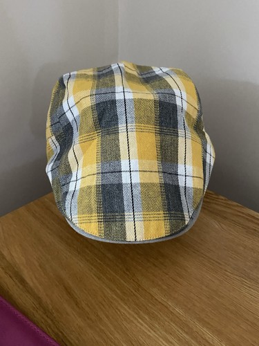 Yellow tartan plaid flat - flat, cap