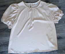 M&S Beige Short Sleeved Tunic Shirt / Top, Size 14