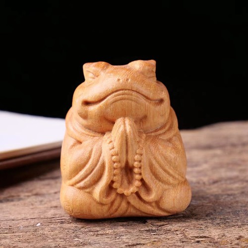 Wooden ornament golden - golden, toad
