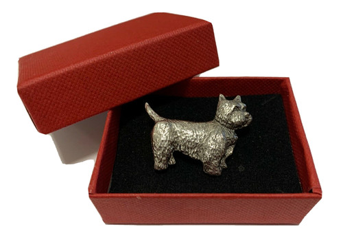 Westie silver pewter pin badge - silver,