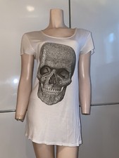 White Womens Crystals Skull Tshirt