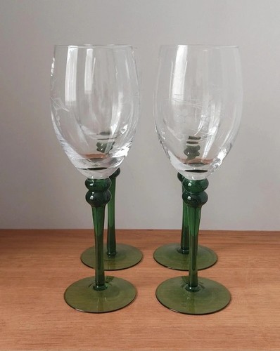 Vintage green stem crystal - x4,