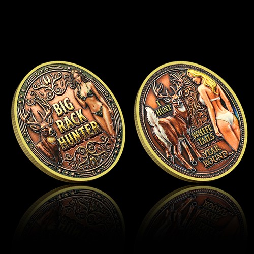 Big rack hunter challenge coin - big,