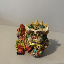Vintage Chinese Temple 1 Foo Dog- Shishi Guardian Lion-Glazed Ceramic Decor