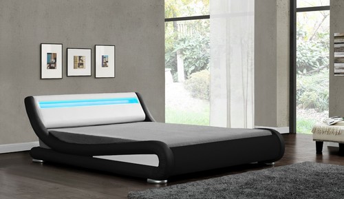 Faux leather bed led - leather,