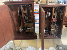Two Antique Wooden Cased Battery Operated Internal Telephones - As Found
