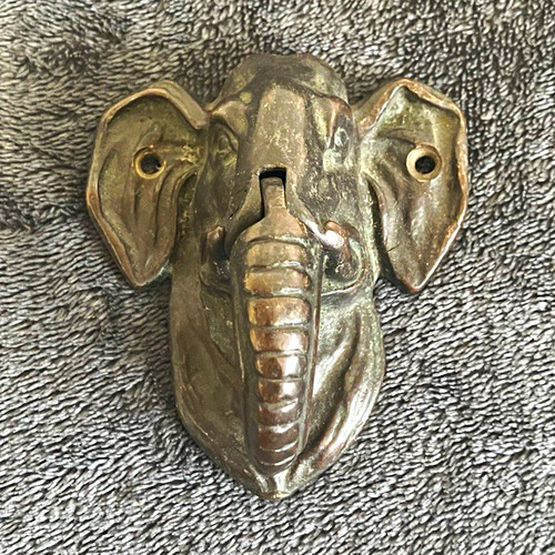 Vintage brass elephant head - elephant,