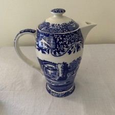 Spode’s Blue Italian Commemorative Coffee Pot with Lid. Blue & White. 
