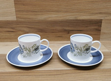 2 x Wedgwood Susie Cooper Design Glen Mist Coffee Cups & Saucers
