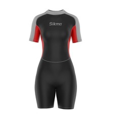 Sikma Women's Wetsuit 3mm Neoprene Surfing Diving Suit Short Sleeves Back Zip
