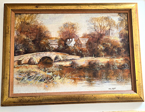 Vintage framed landscape - vintage,