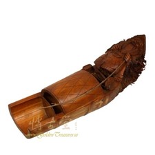 Vintage Chinese Hand Carved Bamboo Fish Man