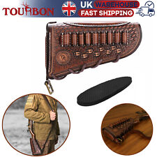 TOURBON Leather Rifle Cheek Rest Gun Butt Stock Cover w/ Ammo Hoder Shooting UK