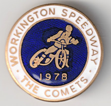 1978 GOLD WORKINGTON SPEEDWAY BADGE  (HORIZONTAL PIN, REEVES)   U.K. FREEPOST