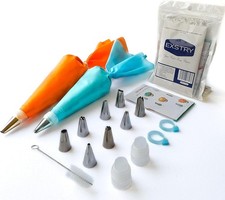 Reusable Piping Bag and Nozzles Set, 15 Pcs Baking Kit Including 2 Reusable Bags