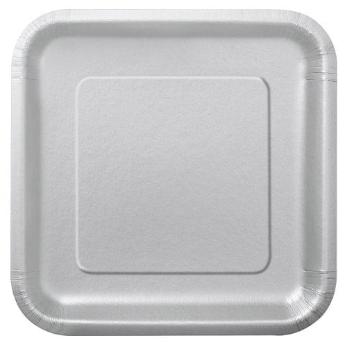 Silver square paper plates - square,